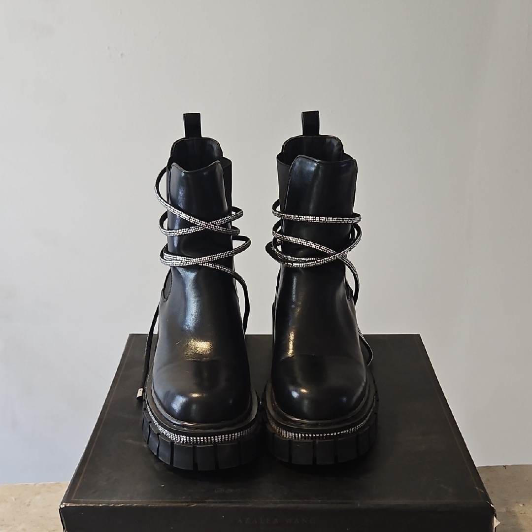 Azalea Wang Black Women's Ankle Boots With Silver Accents Coachella Festivals